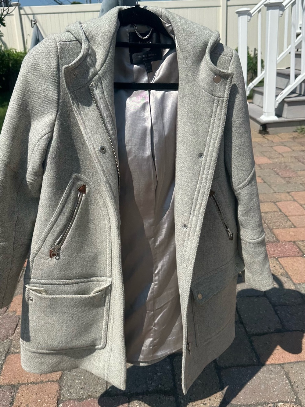 J. Crew Light Gray Women's Stadium Cloth Pea Coat